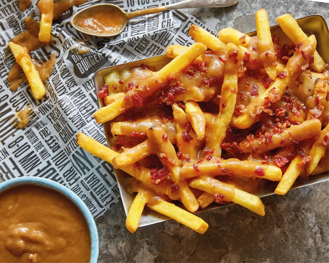 plat traditionnel canadien poutine avec frites, fromage et sauce - voyage au Canada
